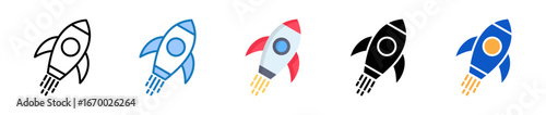 Rocket multiple style icons set design vector illustration. 