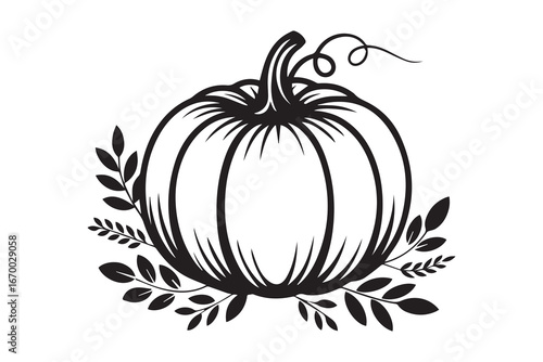 pumpkin leaves silhouette  vector