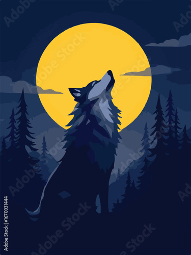 wolf howling at night