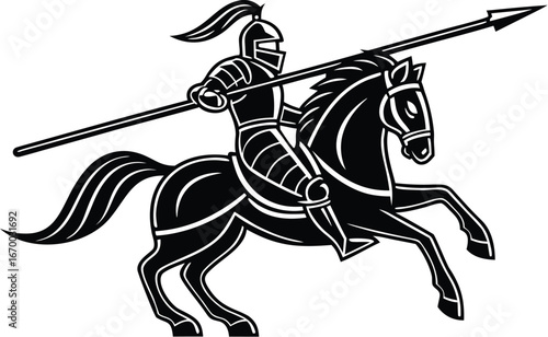Medieval Knight on Horseback Silhouette Vector