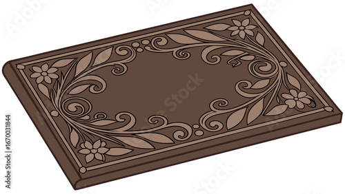 Ornate Book Cover Design Vintage Floral Pattern Decorative Book Brown Elegant Antique Style Album Cover Template Scrapbook Journal Diary Wedding Album Invitation Design Floral Border Swirl Design Cra.