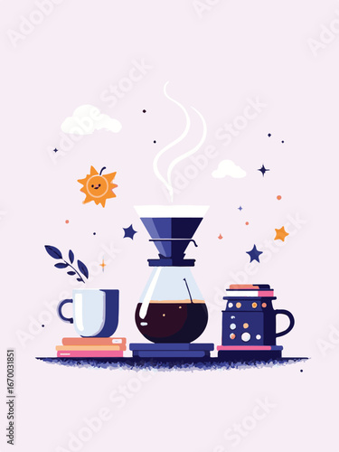 Modern Coffee Machine with Hot Cup of Coffee