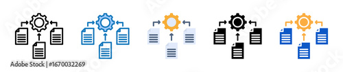 Data Integration multiple style icons set design vector illustration. 