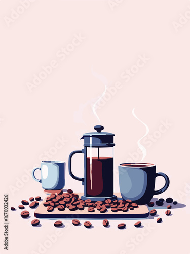 Modern Coffee Machine with Hot Cup of Coffee