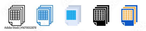 Spreadsheet multiple style icons set design vector illustration. 