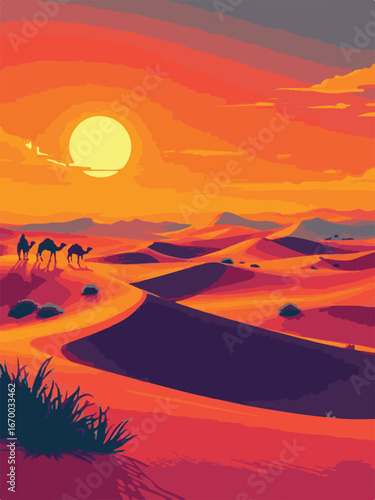 sunset over the desert