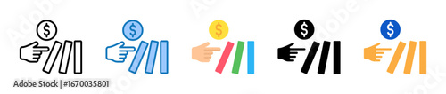 Domino Effect multiple style icons set design vector illustration. 