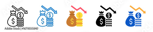 Economic Crisis multiple style icons set design vector illustration. 