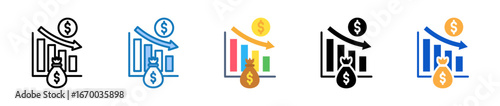 Decrease multiple style icons set design vector illustration. 