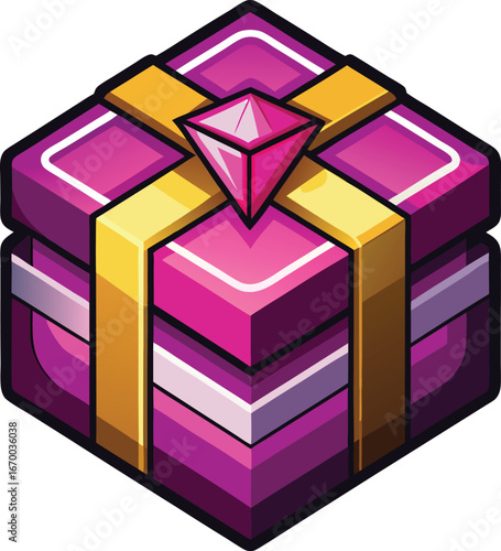 Singles Day Mobile Commerce Purple Gift Box with Gemstone