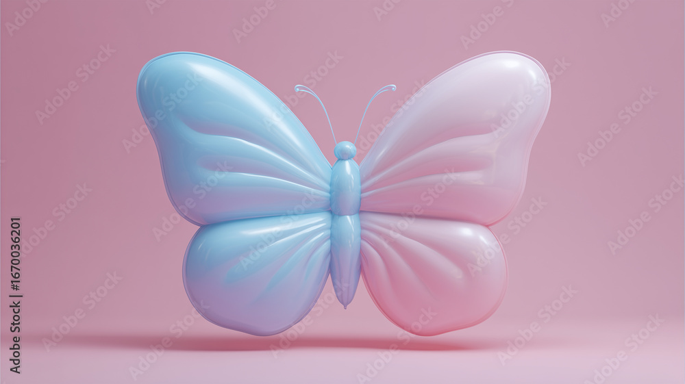 Fototapeta premium 淡色グラデの立体チョウアイコンモチーフ