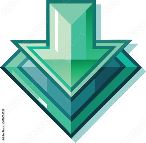 Singles Day Mobile Commerce Green Crystal Arrow Download Icon