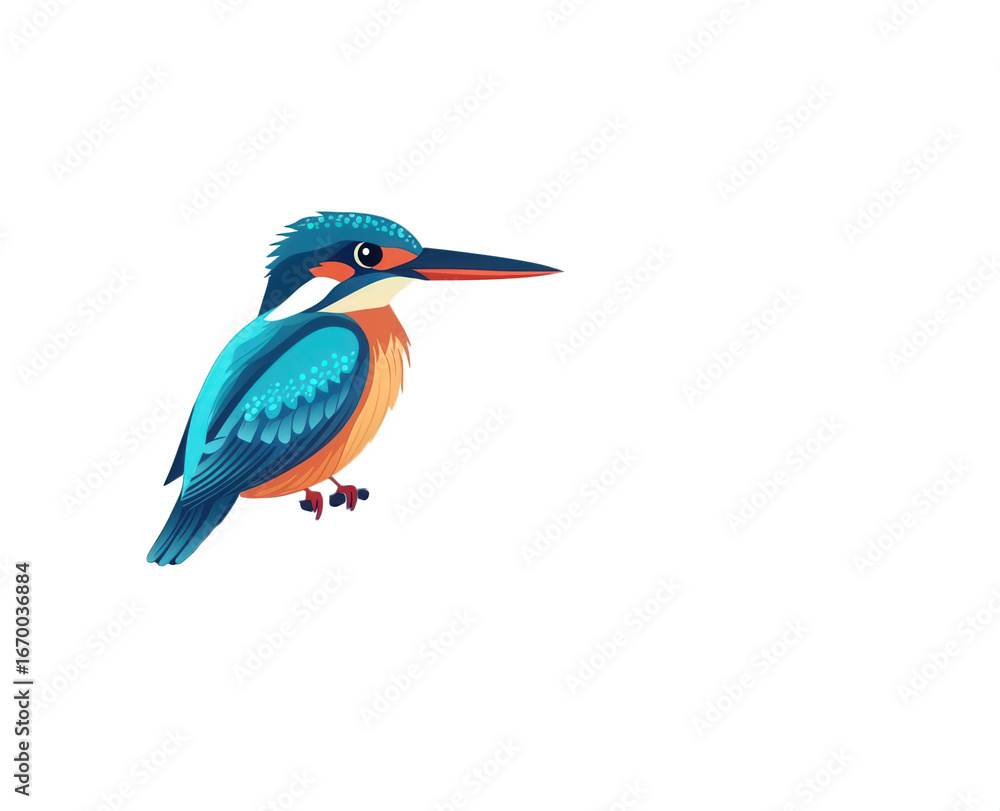 Obraz premium Colorful kingfisher bird perched on a branch isolated on transparent background
