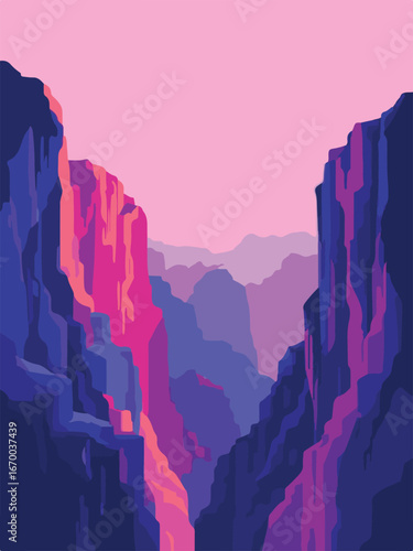 Rocky canyon mountains with steep cliffs
