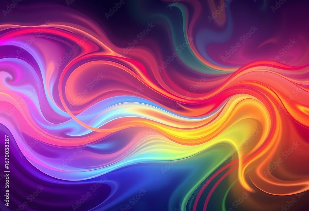 Obraz premium Abstract colorful swirls, digital art, vibrant hues, calming visual harmony, background, contemporary