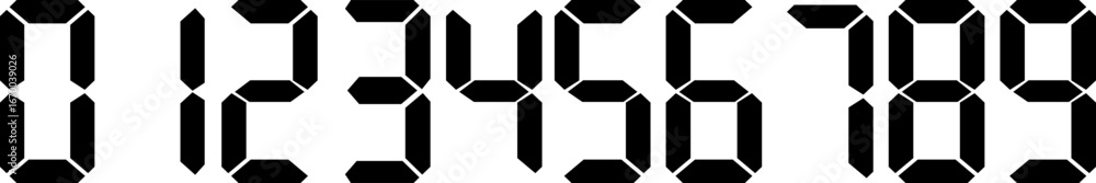 custom made wallpaper toronto digitalDigital electronic figures icon. Seven segment display font vector, LED and LCD scoreboard black style digits, countdown timer and clock screen symbol illustration isolated on transparent background.