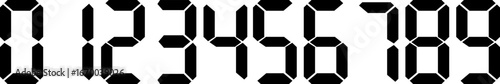 Digital electronic figures icon. Seven segment display font vector, LED and LCD scoreboard black style digits, countdown timer and clock screen symbol illustration isolated on transparent background.