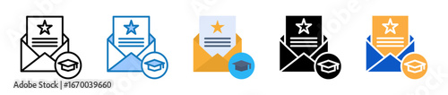 Recommendation Letter multiple style icons set design vector illustration. 