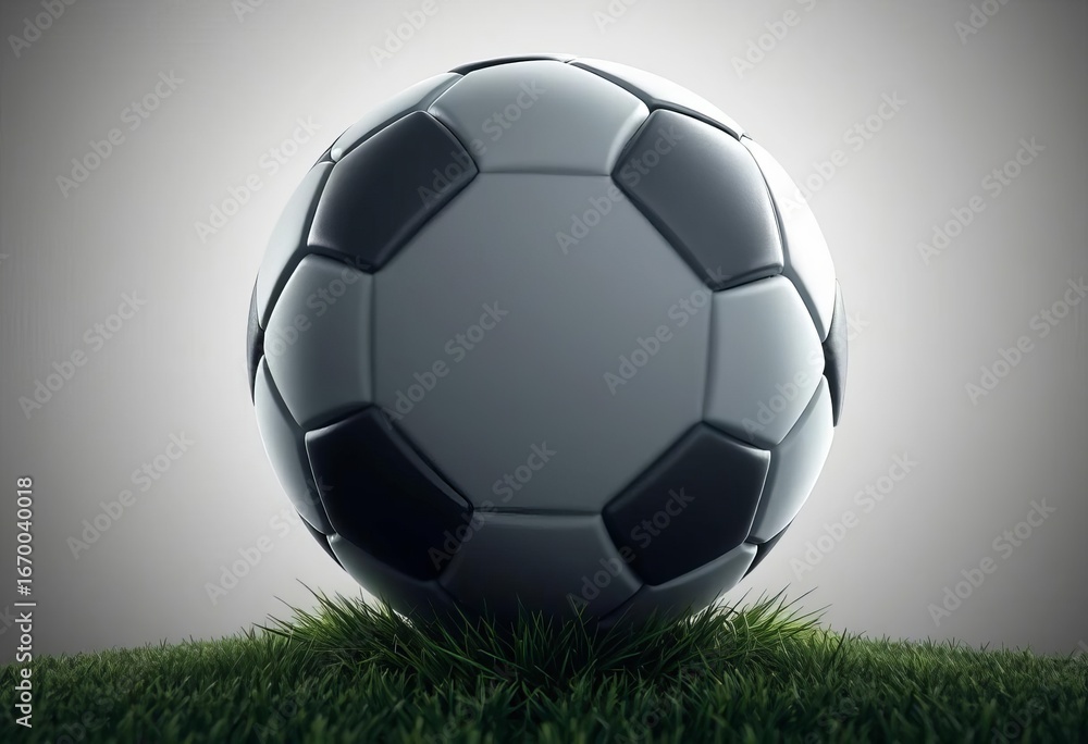 Fototapeta premium Abstract gray football background featuring large ball & subtle soccer symbols, match, gray abstract