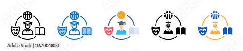 Extracurricular Activities multiple style icons set design vector illustration. 