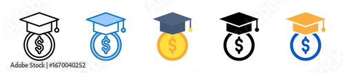 Student Loan multiple style icons set design vector illustration. 