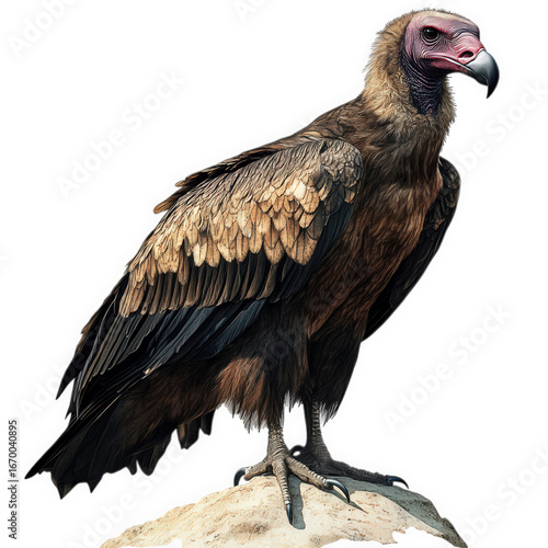 Turkey vulture standing on a rock isolated on transparent background