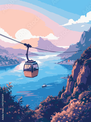 cable car in the mountains