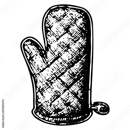 Vintage Oven Mitt Icon for Kitchen Cooking Illustration