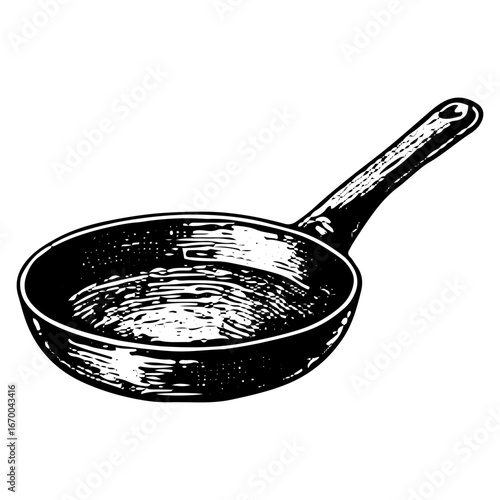 Vintage Frying Pan Icon for Kitchen Cooking and Baking Illustration