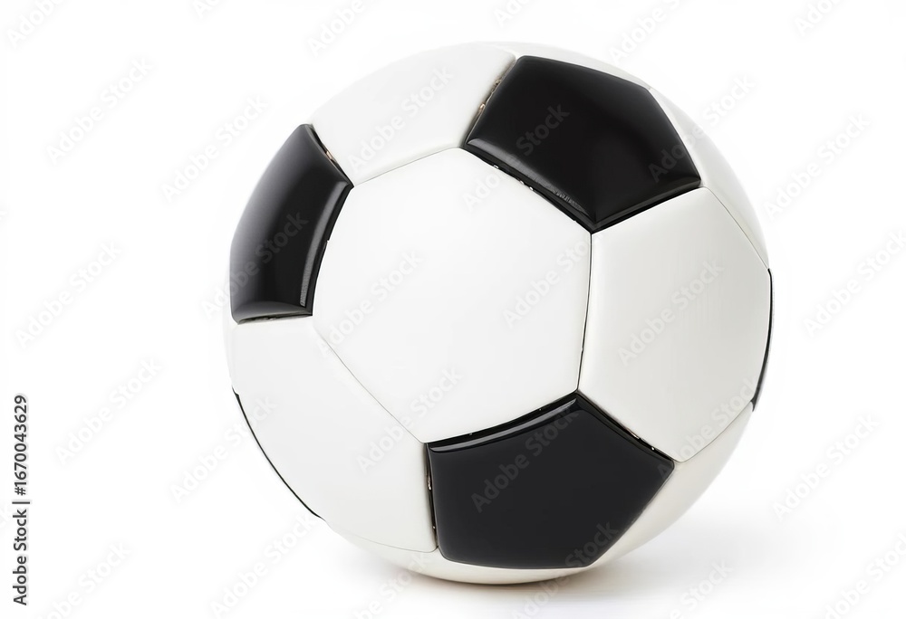 Fototapeta premium Classic black and white soccer ball isolated on pure white background, traditional, white background