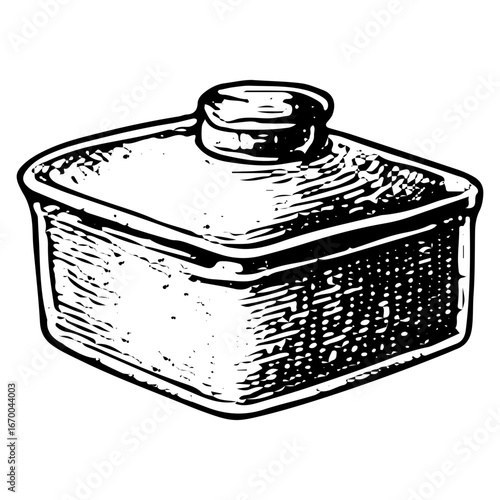 Vintage Casserole Dish Icon for Kitchen Cooking and Baking Illustration