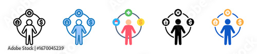 Welfare multiple style icons set design vector illustration. 