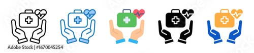Medical Aid multiple style icons set design vector illustration. 