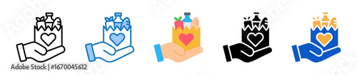Food Donation multiple style icons set design vector illustration. 