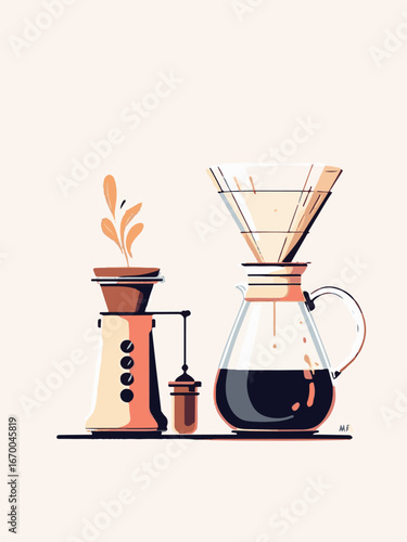 Modern Coffee Machine with Hot Cup of Coffee