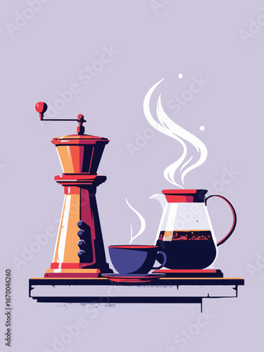 Modern Coffee Machine with Hot Cup of Coffee