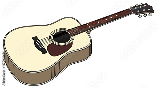 Acoustic Guitar Illustration Musical Instrument Drawing Folk Music Graphic Stringed Instrument Design Music Theme Image Guitar Clipart Beige Acoustic Guitar Musical Background Guitar Design Template .