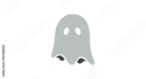 Simple Grey Ghost Illustration for Halloween and Spooky Themes on a White Background, Perfect for Decorations or Web Design