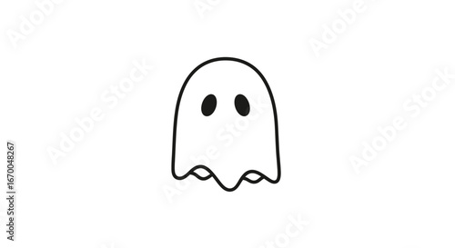 Cute ghost vector graphic icon. A simple spooky spirit or phantom character drawing isolated on a white background