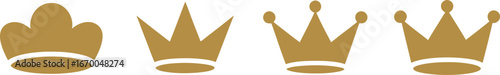 Assortment of golden crowns representing royalty leadership and status icons of monarchy and imperial power depicting authority and nobility a collection of heraldic symbols