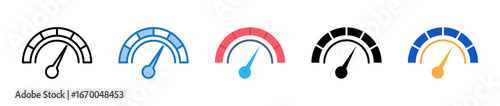 Speedometer multiple style icons set design vector illustration. 