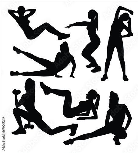 Silhouettes of women doing exercise