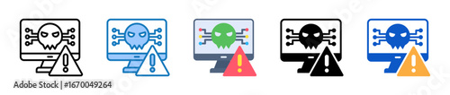 Malware multiple style icons set design vector illustration. 