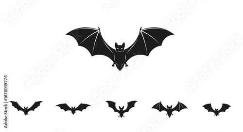 Bat Silhouettes Collection of Flying Bats in Various Sizes