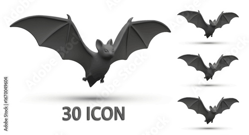 Halloween Bat Collection Flying Mammals in Vector Design for Spooky Season