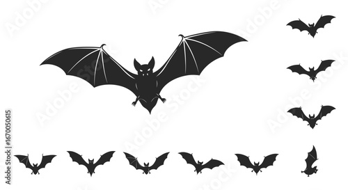 Spooky Bat Silhouettes A Creepy Collection for Halloween Decorations and Designs