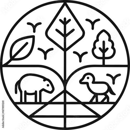 Biodiversity outline icon on white background