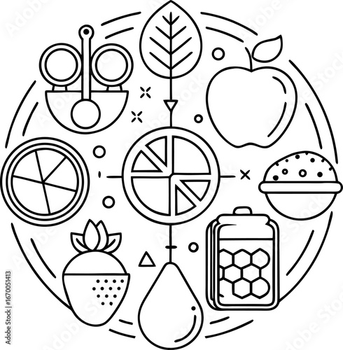 Nutrition outline icon on white background