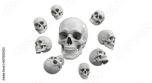 Surreal Arrangement of Skulls A Macabre Composition
