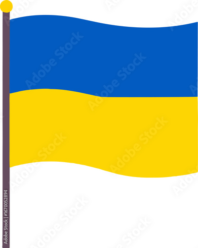 Ukrainian national flag waving